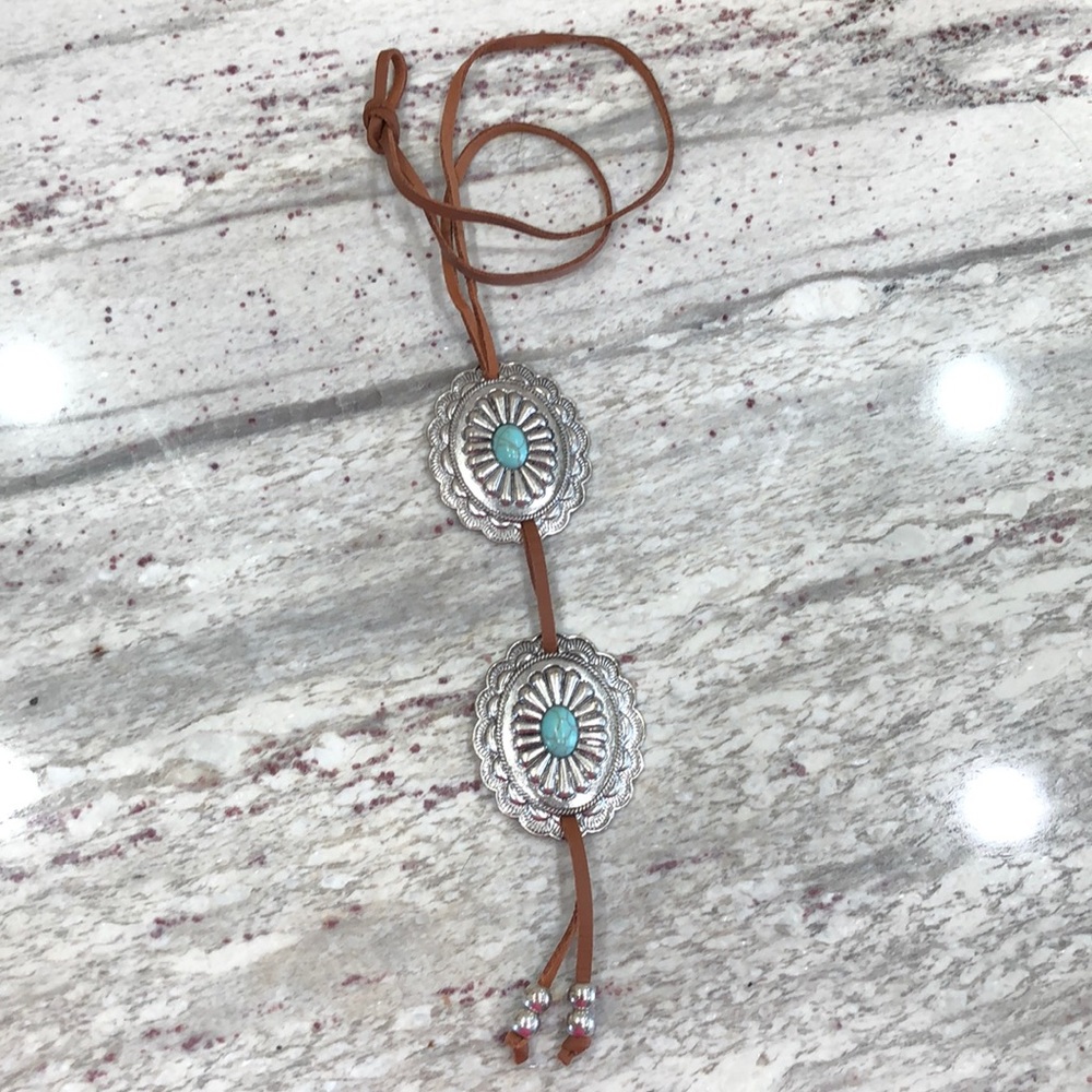 Turquoise Western concho necklace